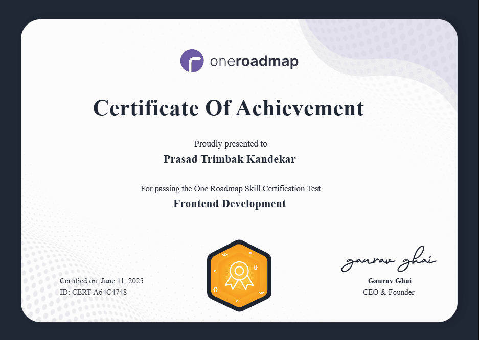 Frontend Development Certification